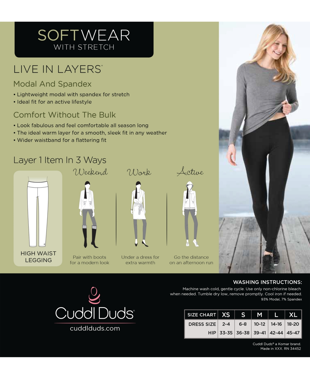 Cuddl Duds Plus Size Softwear with Stretch High-Waist Leggings - Red  Buffalo | Smart Closet