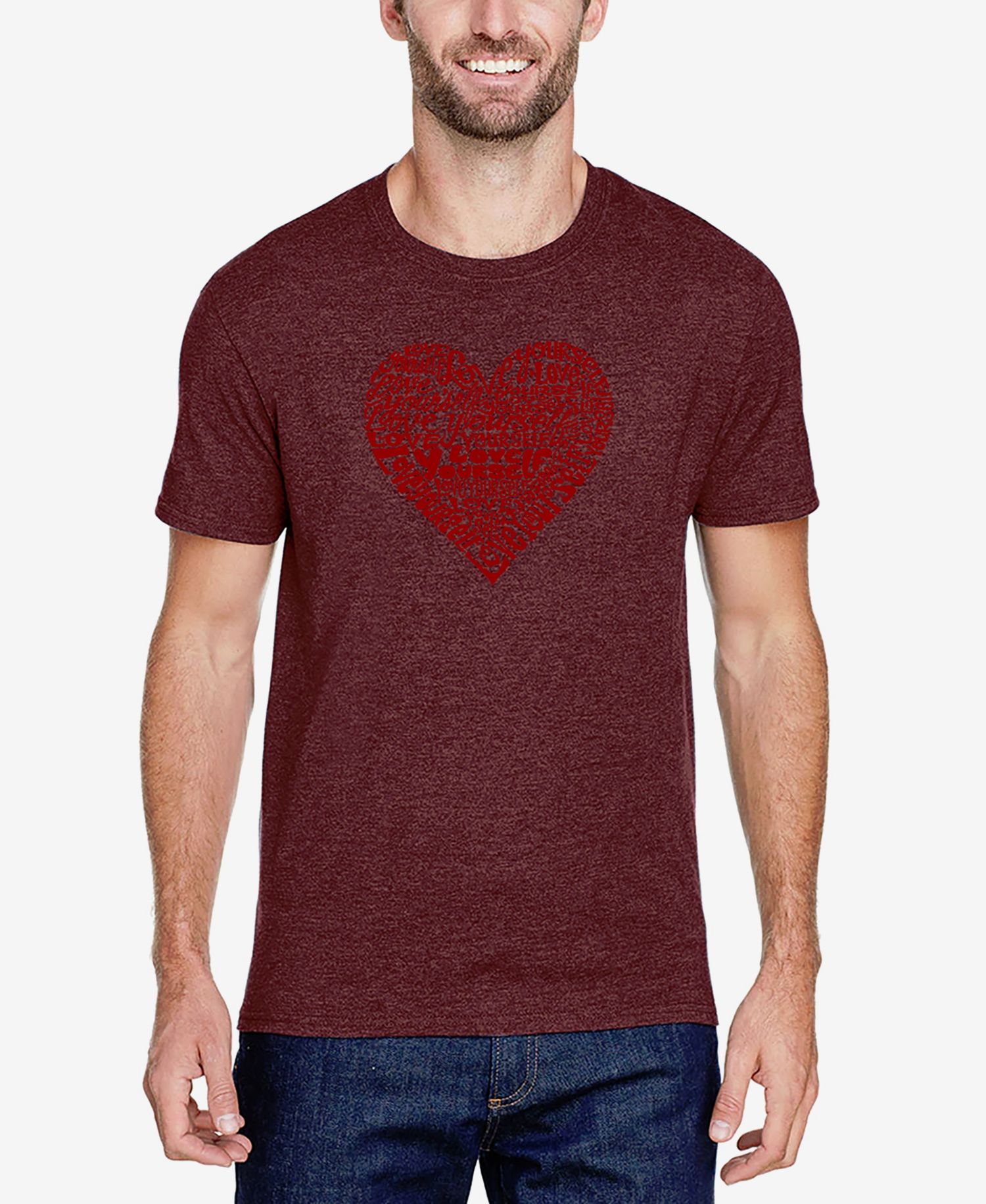 Men's Cotton/Poly Blend Word Art T-shirt - Love Yourself