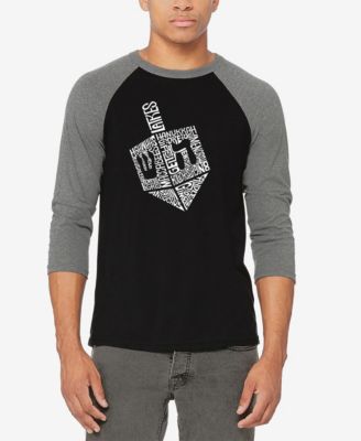 Men's Hanukkah Dreidel Raglan Baseball Word Art T-shirt