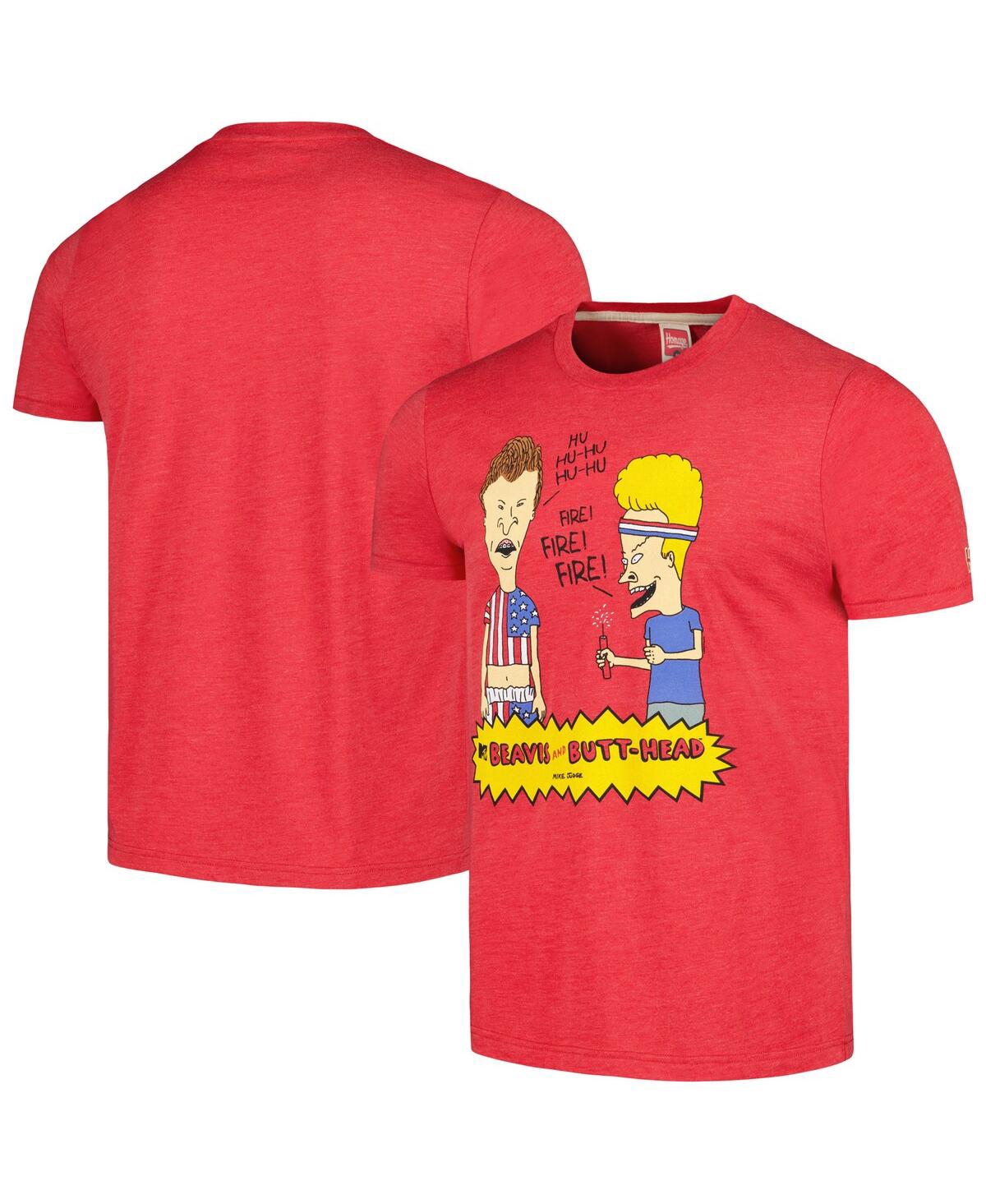 Shop Homage Men's And Women's  Red Beavis And Butt-head Tri-blend T-shirt