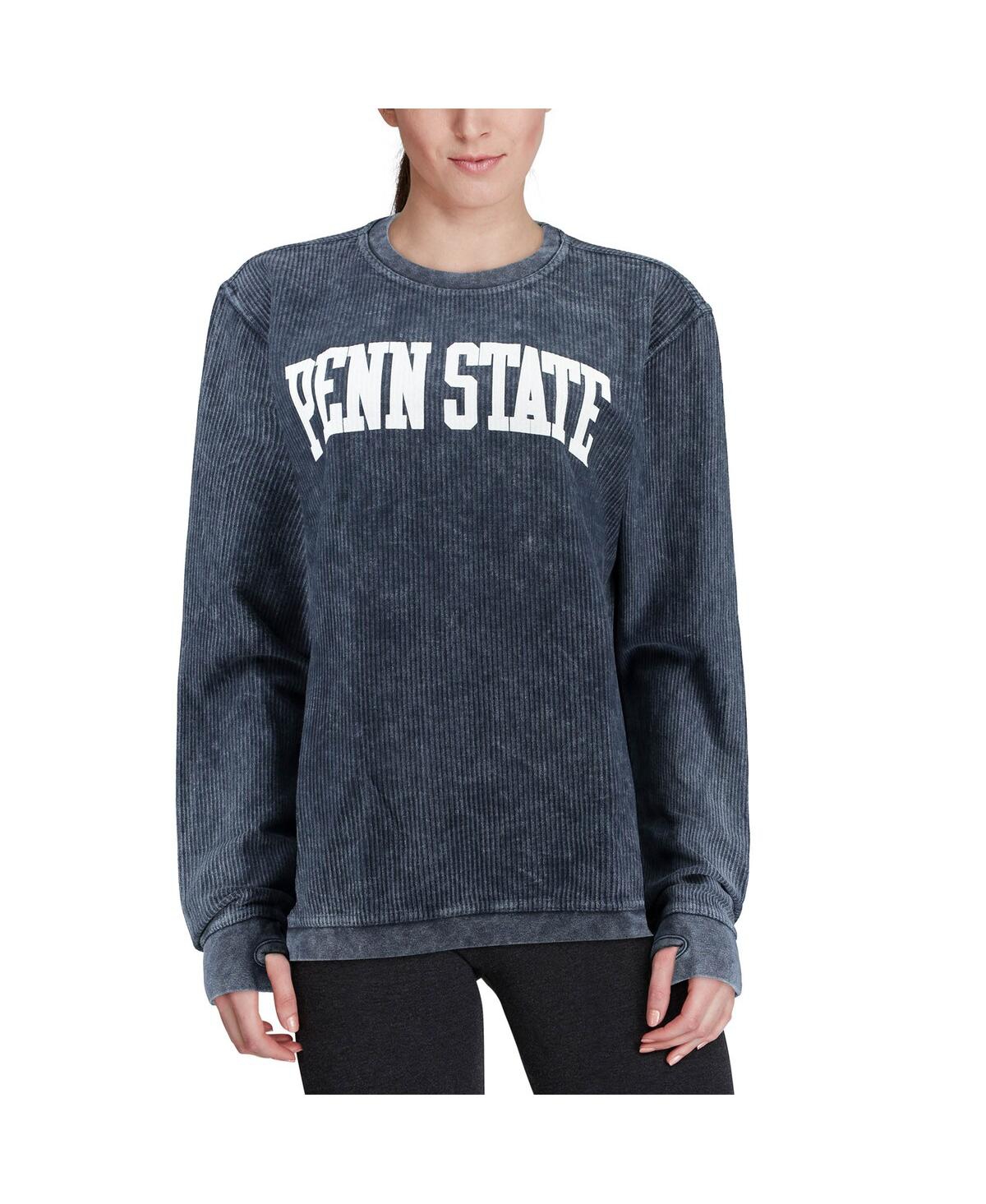 Shop Pressbox Women's  Navy Penn State Nittany Lions Comfy Cord Vintage-like Wash Basic Arch Pullover Swea