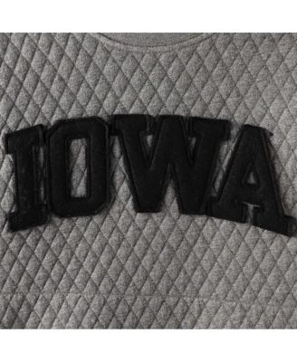 Women's Heather Charcoal Iowa Hawkeyes Moose Quilted Pullover Sweatshirt