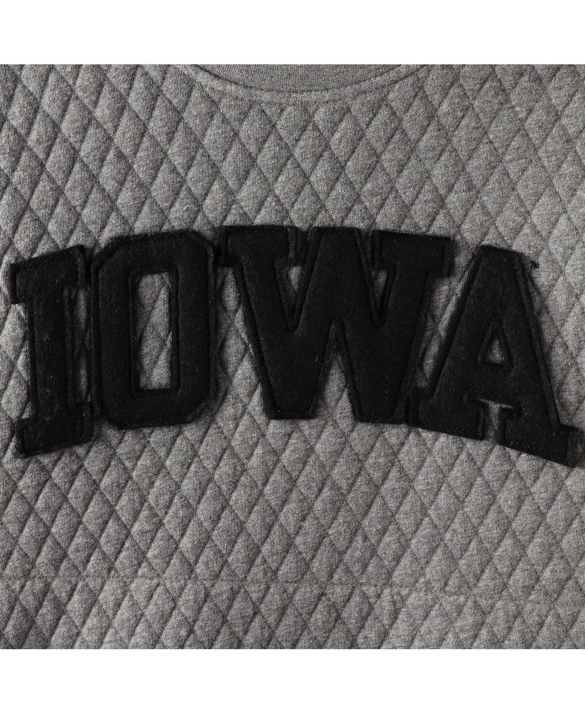PRESSBOX WOMEN'S PRESSBOX HEATHER CHARCOAL IOWA HAWKEYES MOOSE QUILTED PULLOVER SWEATSHIRT 