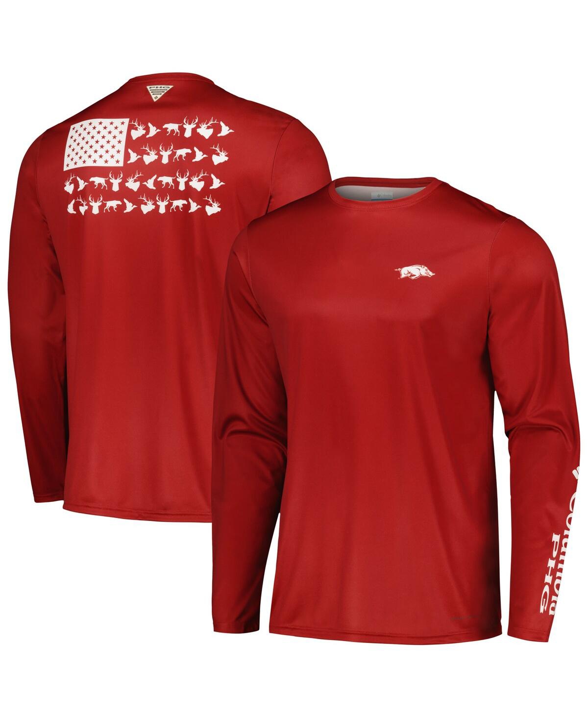 Columbia Men's  Cardinal Arkansas Razorbacks Terminal Shot Omni-shade Omni-wick Long Sleeve T-shirt