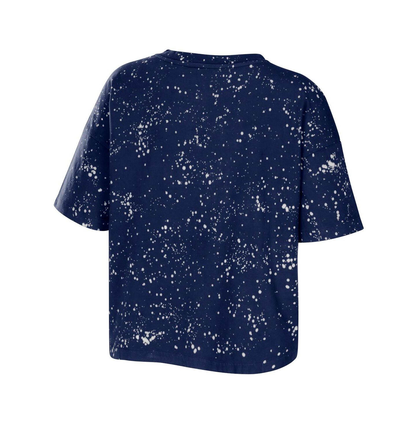 Женская футболка WEAR by Erin Andrews Navy Penn State Nittany Lions Bleach Wash Splatter Cropped Notch Neck — фото 4