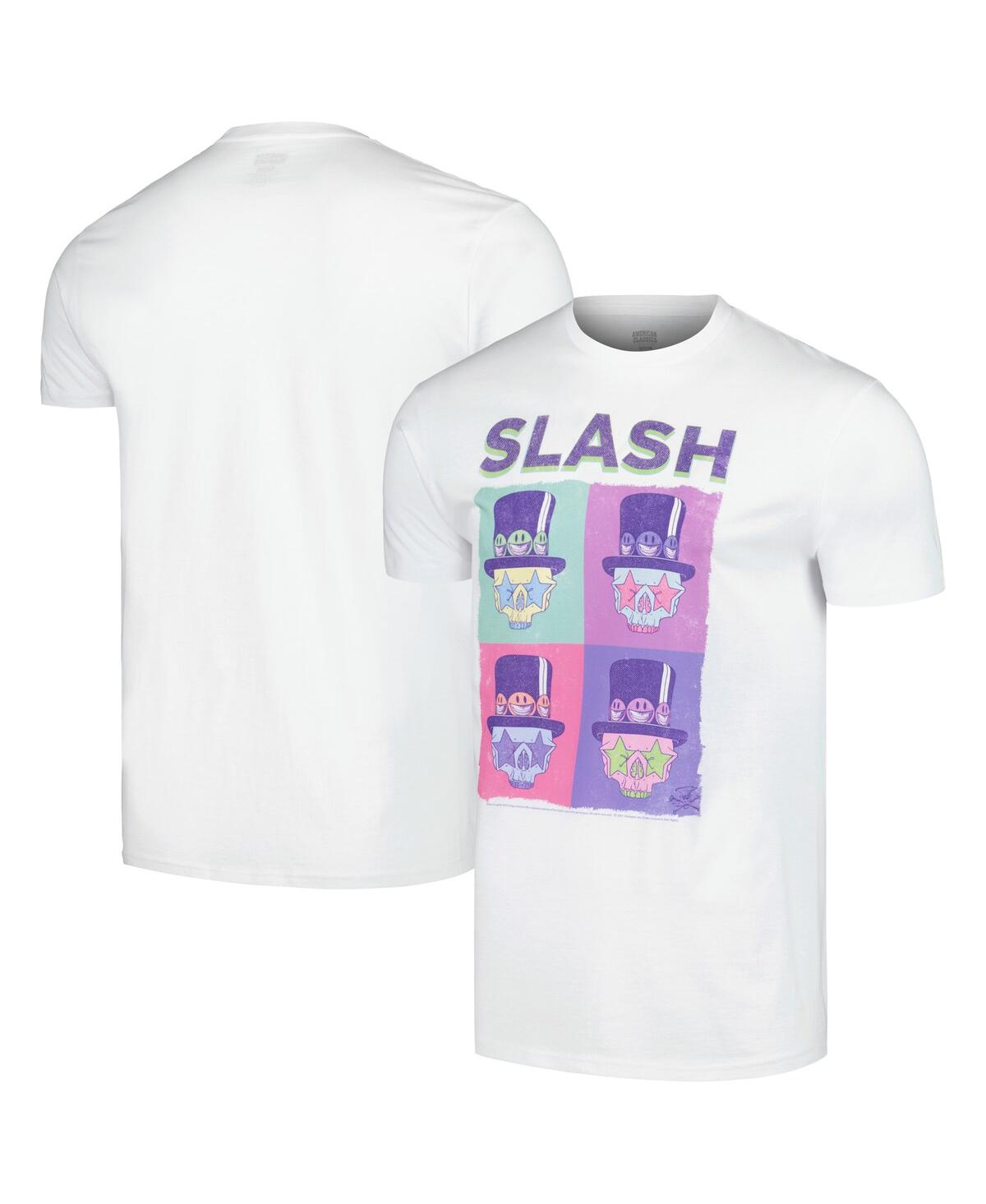 Men's White Slash Skull Boxes T-shirt - White