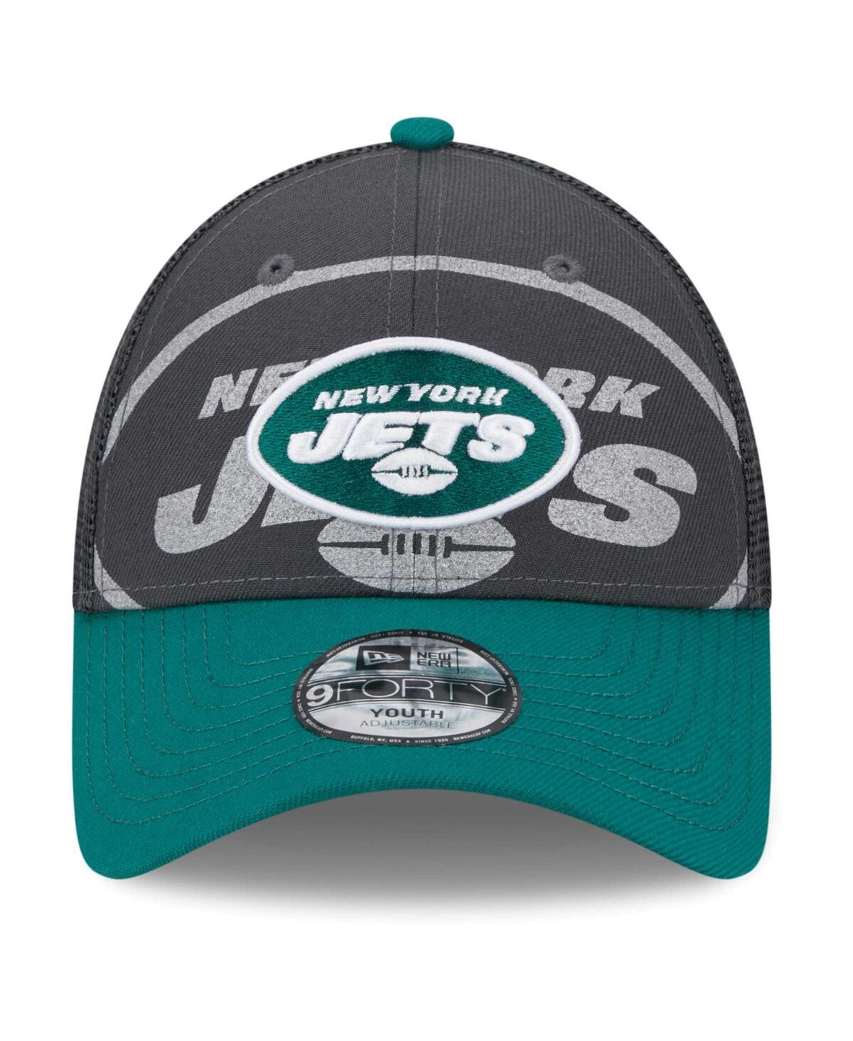 Shop New Era Preschool Boys And Girls  Graphite, Green New York Jets Reflect 9forty Adjustable Hat In Graphite,green