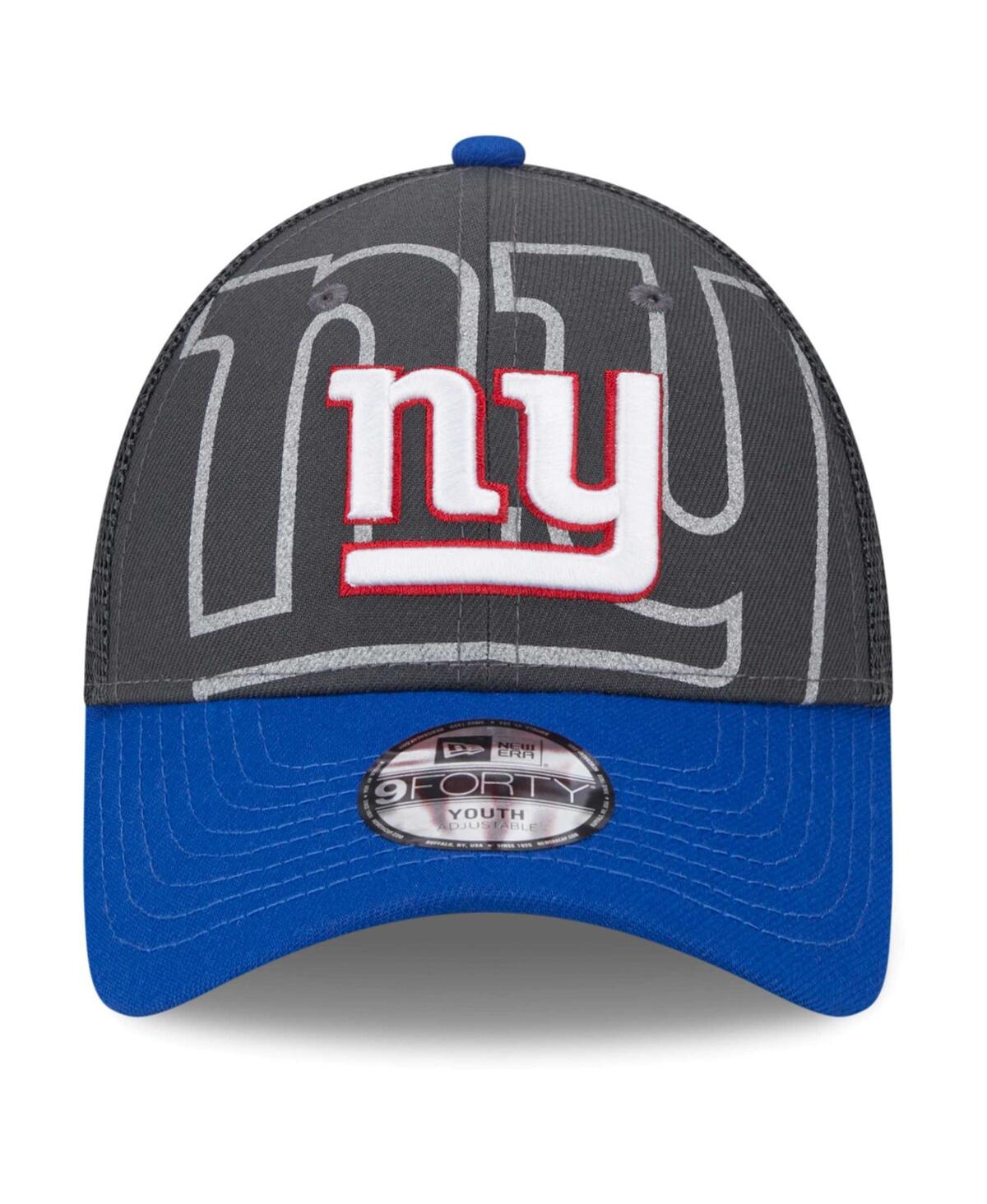 New Era Preschool Boys And Girls  Graphite, Royal New York Giants Reflect 9forty Adjustable Hat In Graphite,royal