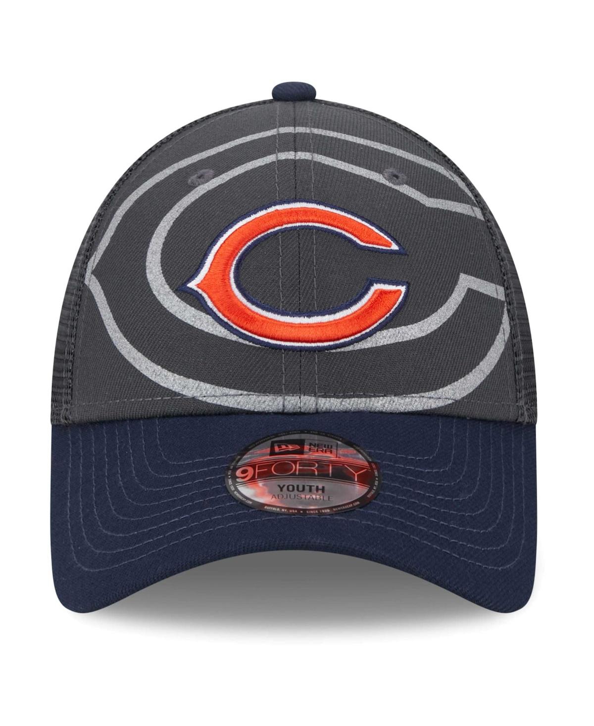 Shop New Era Little Boys And Girls  Graphite, Navy Chicago Bears Reflect 9forty Adjustable Hat In Graphite,navy
