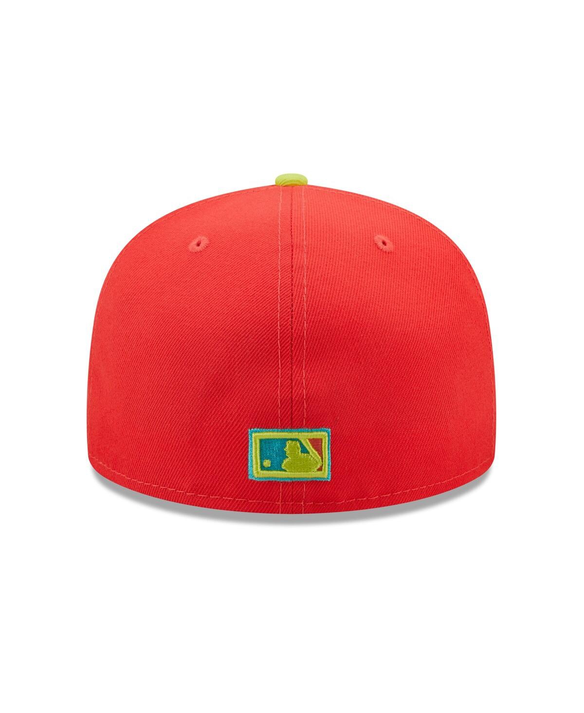 NEW ERA MEN'S NEW ERA RED, NEON GREEN LOS ANGELES DODGERS 1978 WORLD SERIES LAVA HIGHLIGHTER COMBO 59FIFTY F 