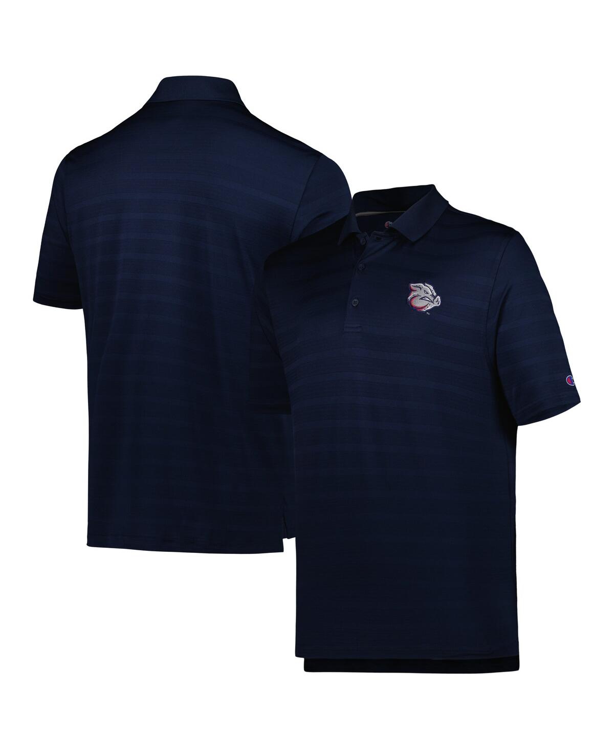 Champion Men's  Navy Lehigh Valley Ironpigs Textured Solid Polo Shirt