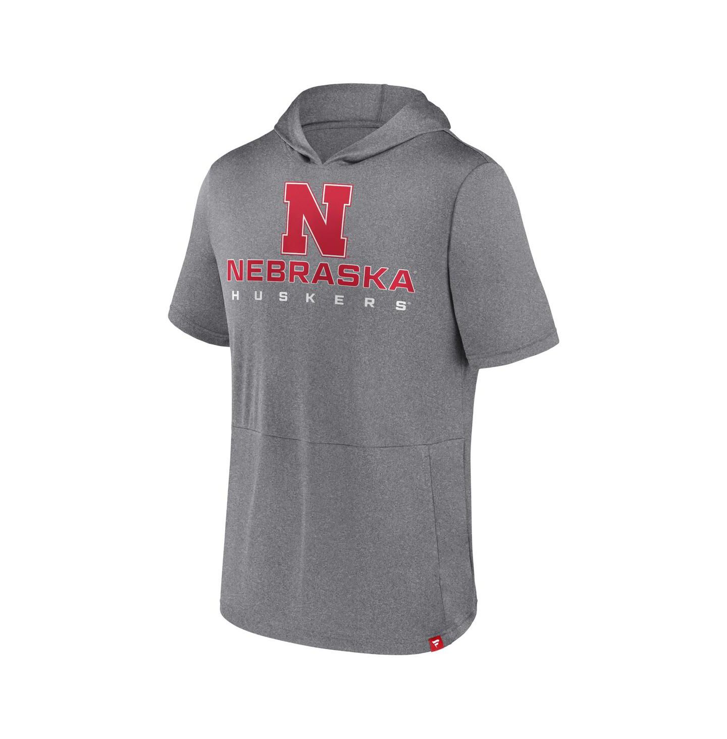 Мужское худи Fanatics Heather Gray Nebraska Huskers Modern Stack T-shirt — фото 2
