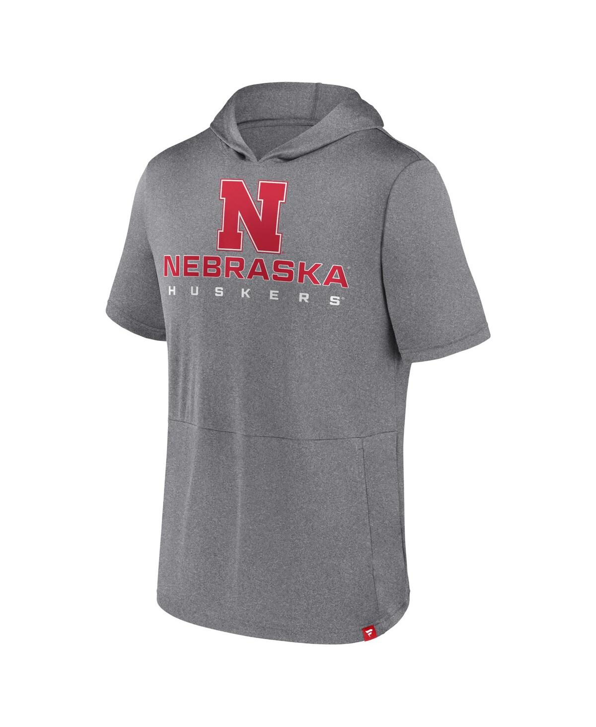 Fanatics Men's  Heather Gray Nebraska Huskers Modern Stack Hoodie T-shirt In Heather Gray
