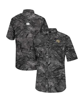 Men's Charcoal Wake Forest Demon Deacons Realtree Aspect Charter Full-Button Fishing Shirt
