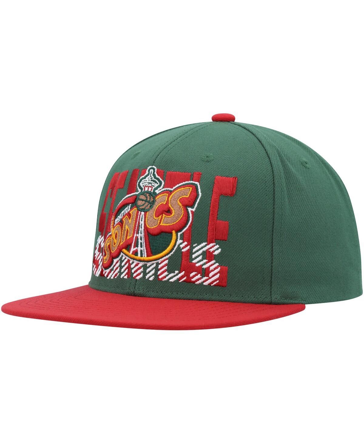 Mitchell & Ness Men's  Green Seattle Supersonics Soul Cross Check Snapback Hat