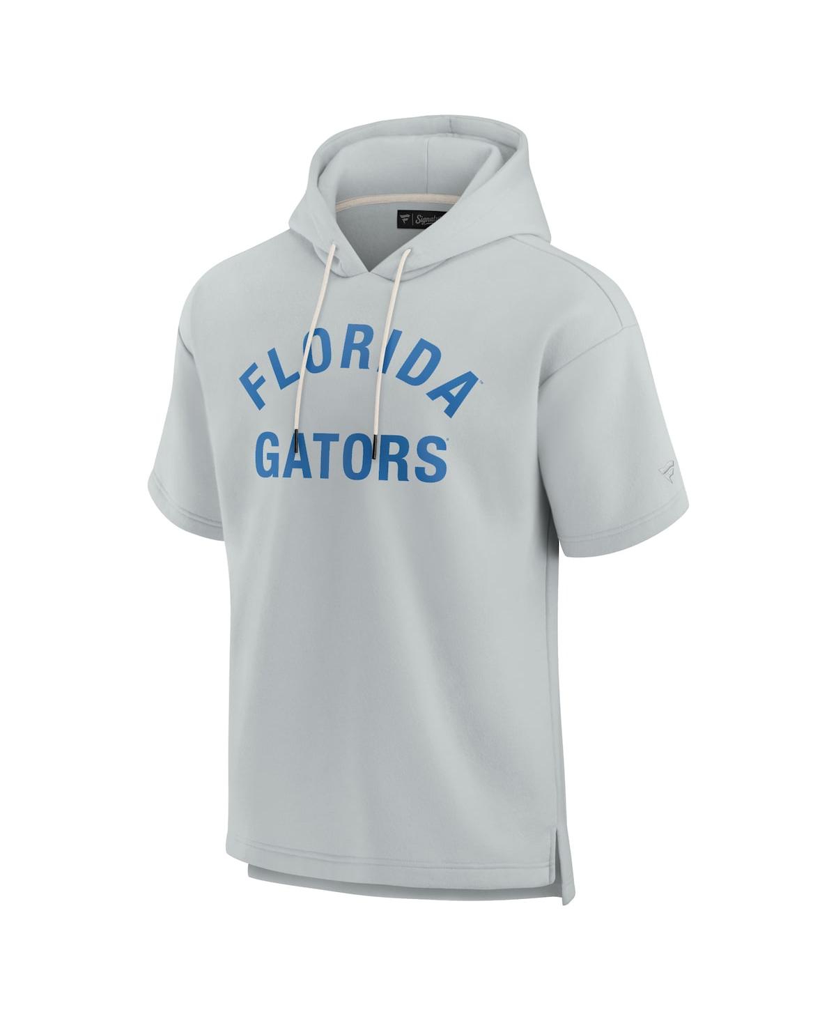 Fanatics Signature Men's And Women's  Gray Florida Gators Super Soft Fleece Short Sleeve Pullover Hoo In Gray