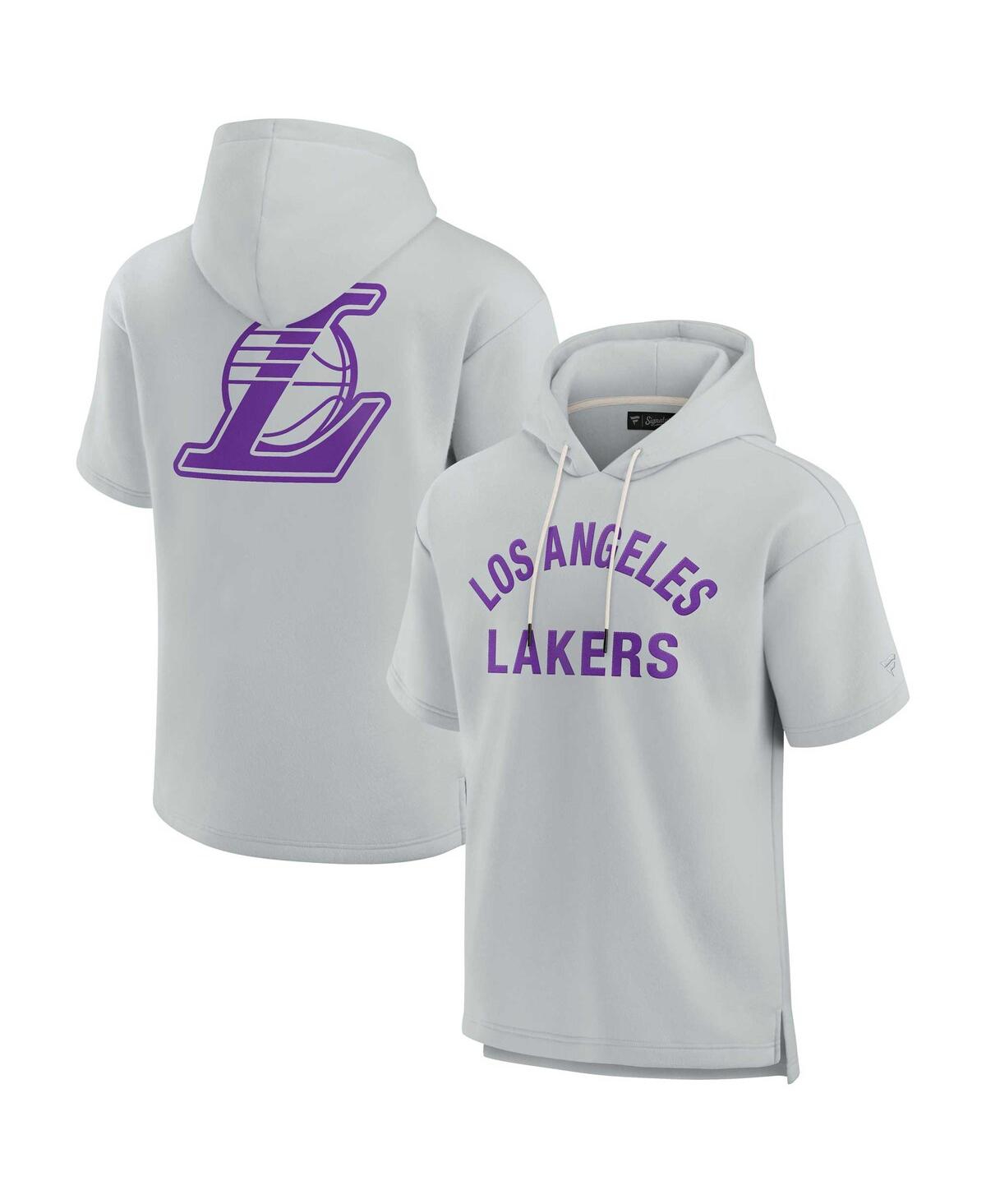 Fanatics Signature Unisex  Gray Los Angeles Lakers Elements Super Soft Fleece Short Sleeve Pullover H