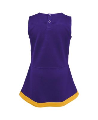 Girls Toddler Purple, Gold LSU Tigers Two-Piece Cheer Captain Jumper Dress and Bloomers Set