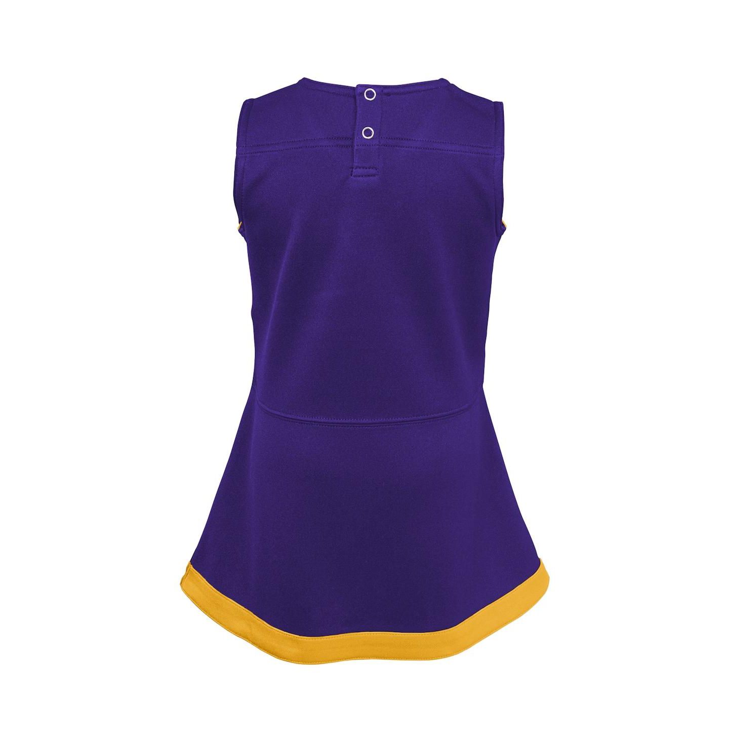 Outerstuff Girls Toddler Purple, Gold LSU Tigers Two-Piece Cheer Captain Jumper Dress and Bloomers Set — фото 3