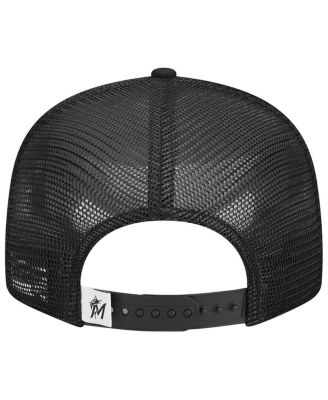 Men's Black Miami Marlins Trucker 9FIFTY Snapback Hat