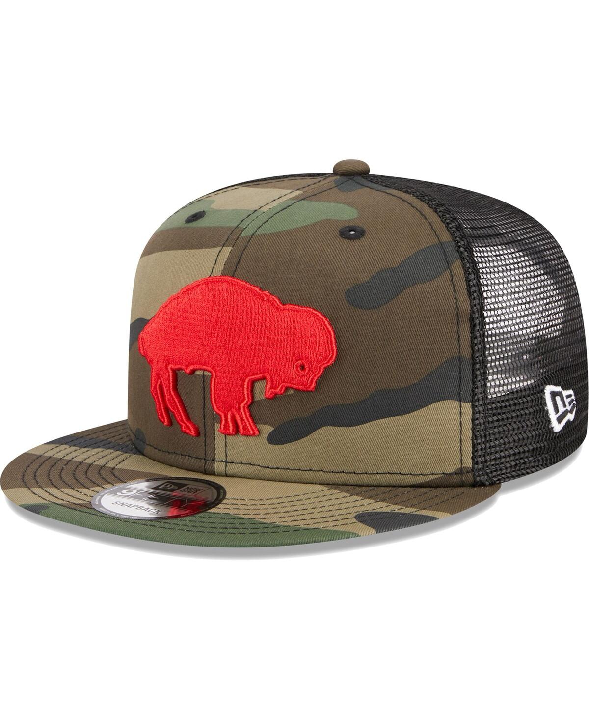 New Era Men's  Camo Buffalo Bills Throwback Main Trucker 9fifty Snapback Hat