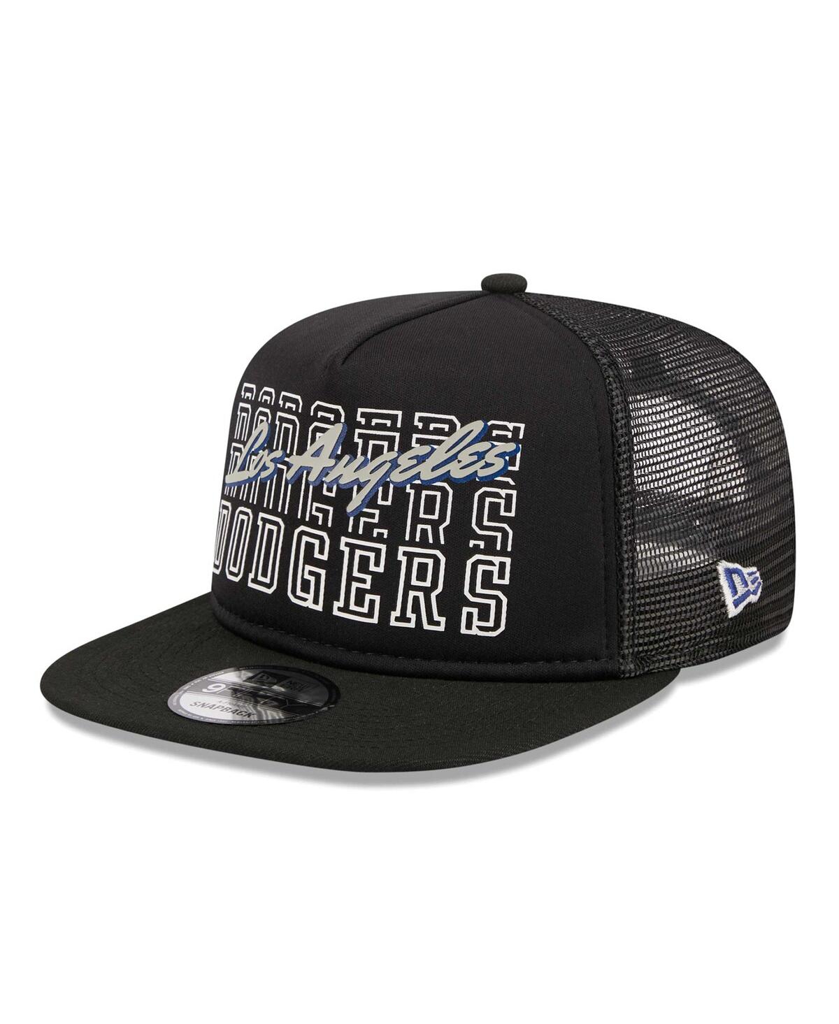 New Era Men's  Black Los Angeles Dodgers Street Team A-frame Trucker 9fifty Snapback Hat In Black
