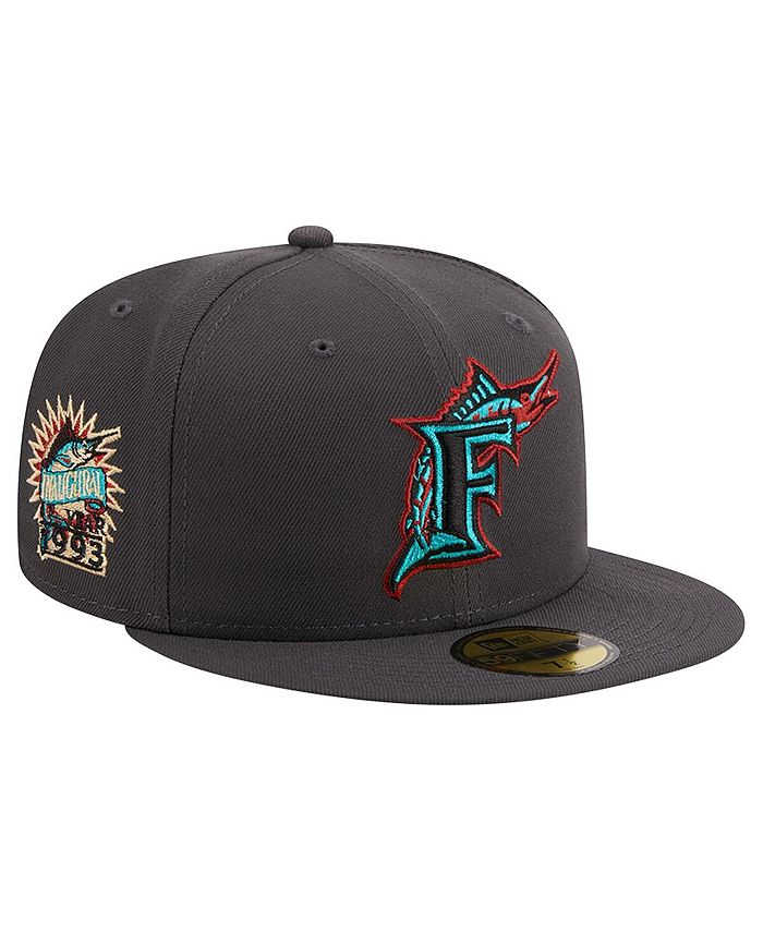 Men's New Era Gray/Black Florida Marlins 1993 Inaugural Season Cooperstown  Collection Undervisor 59FIFTY Fitted Hat