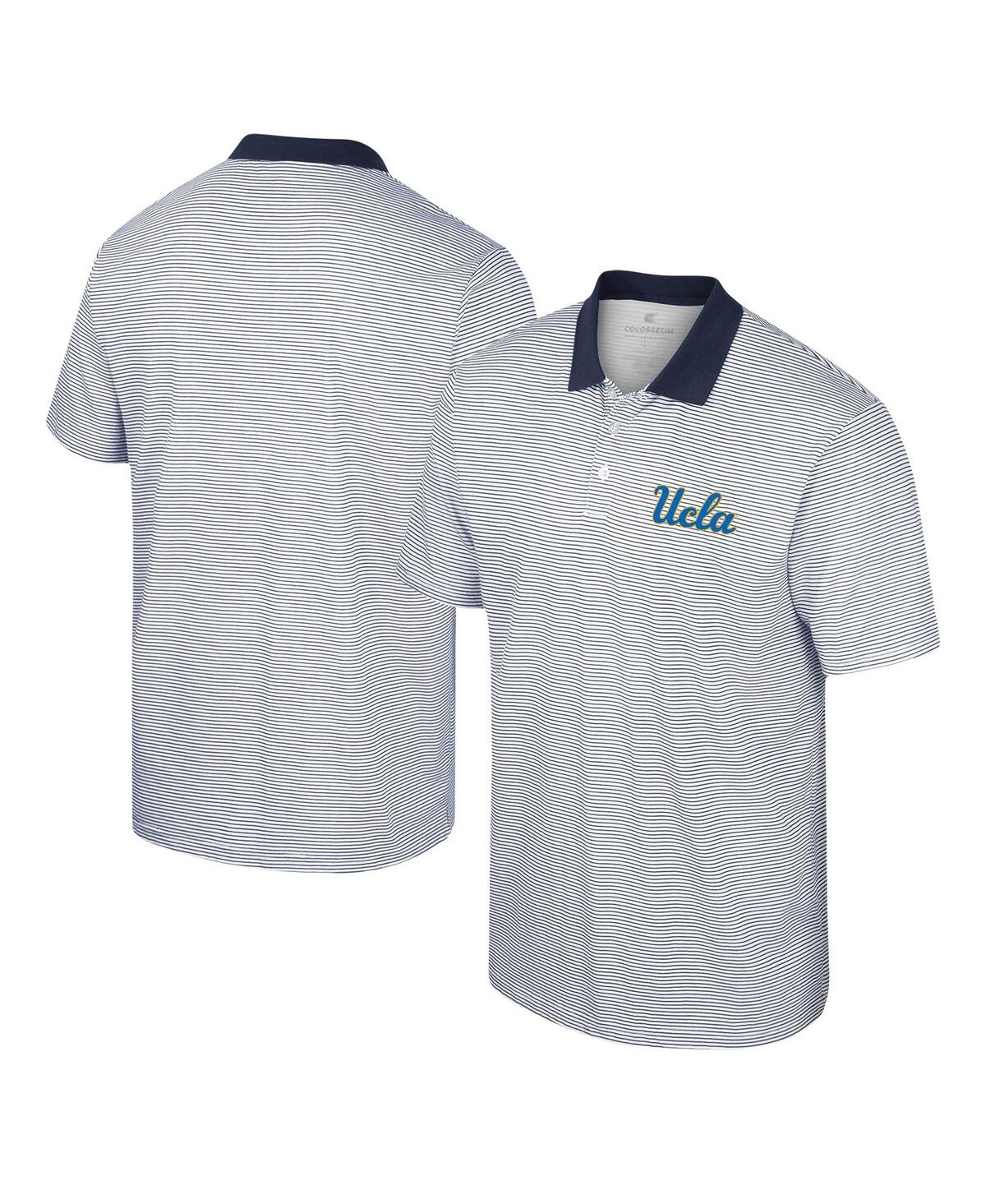 Shop Colosseum Men's  White Ucla Bruins Print Stripe Polo Shirt