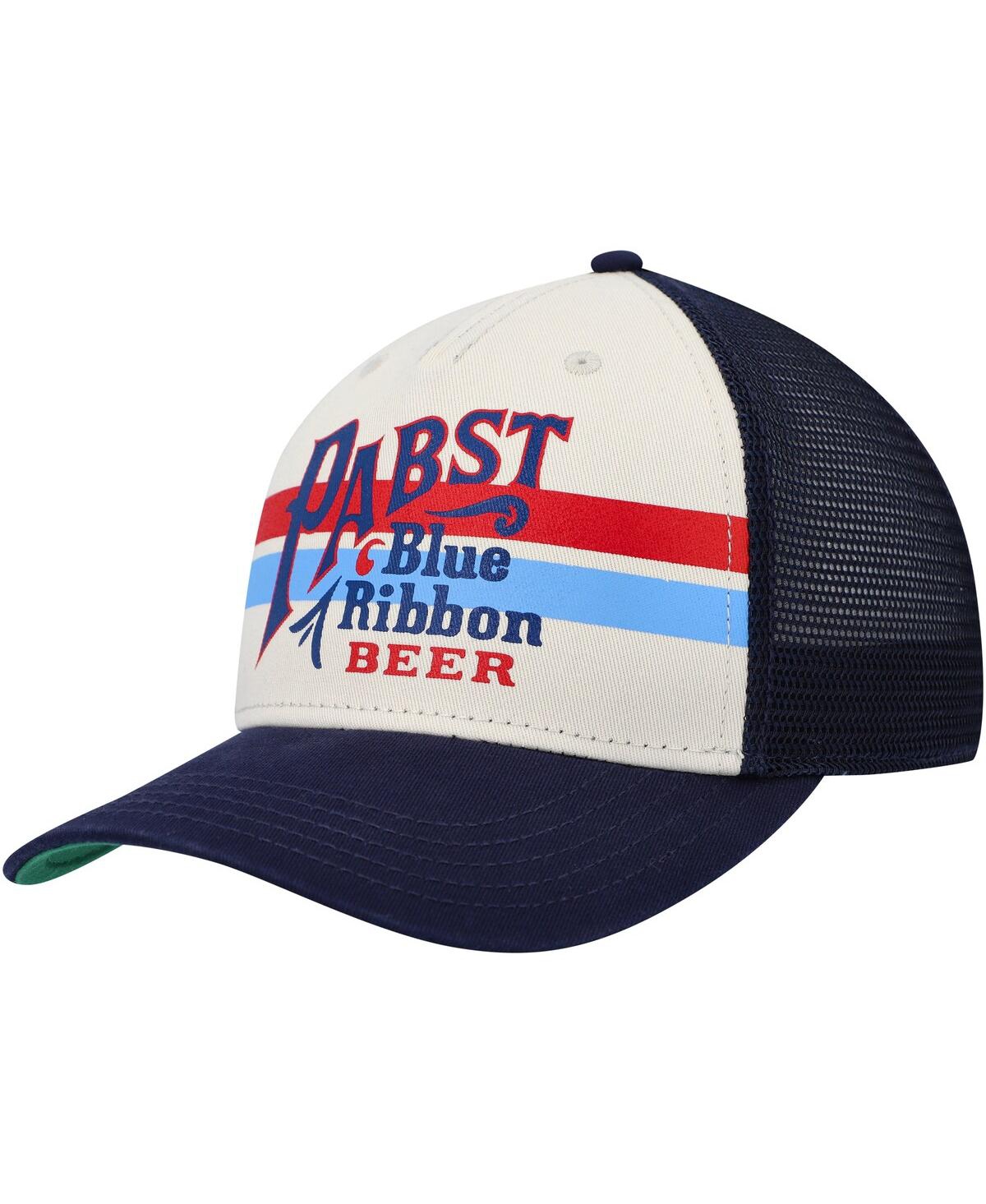 American Needle Men's  Cream, Navy Pabst Blue Ribbon Sinclair Snapback Hat In Cream,navy