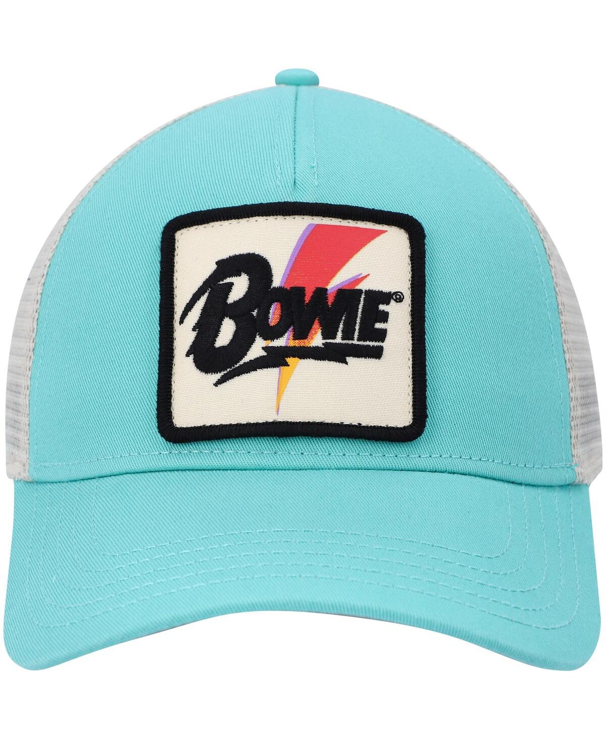 AMERICAN NEEDLE MEN'S AMERICAN NEEDLE TEAL, CREAM DAVID BOWIE VALIN TRUCKER SNAPBACK HAT 