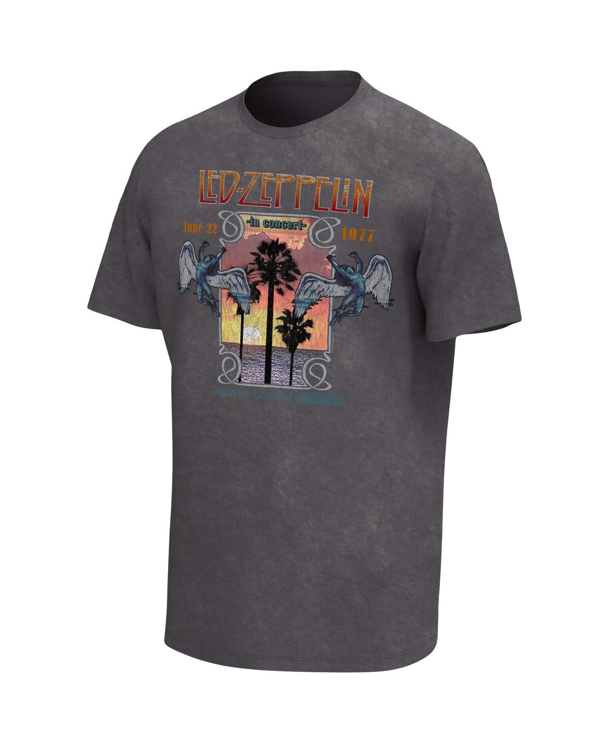 Philcos Men's Charcoal Led Zeppelin In Concert Washed Graphic T-shirt In Charcoal