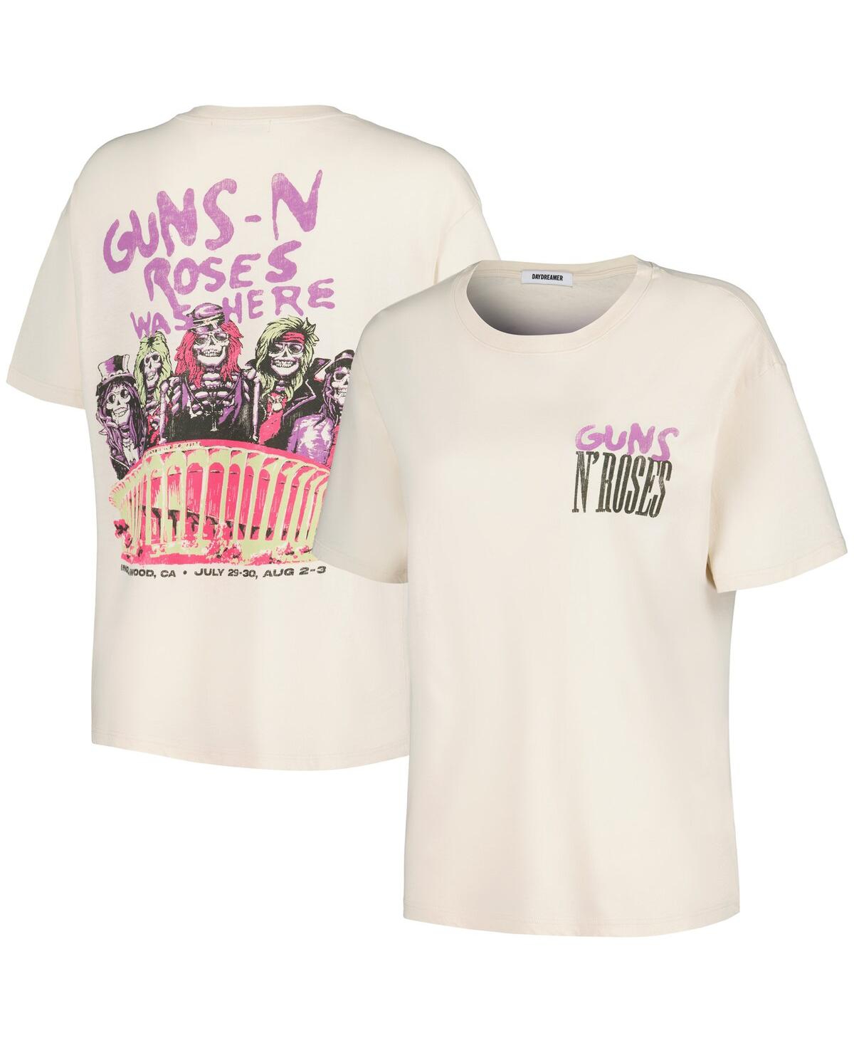Shop Daydreamer Women's  Cream Guns N Roses Was Here Boyfriend T-shirt