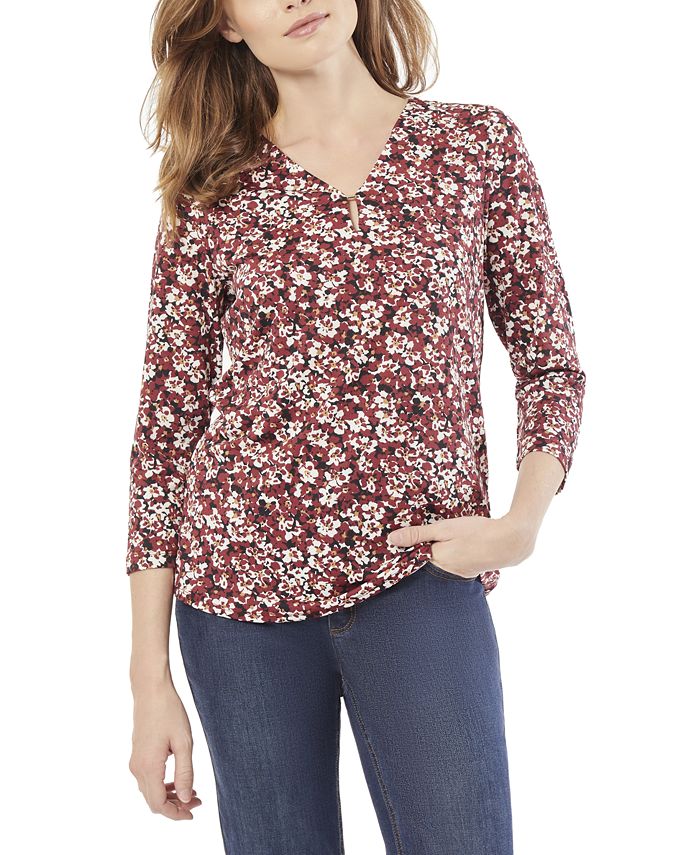 Soesdemo Women's Keyhole V-Neck Tank Top - Sleeveless Loose Fit Blouse With Floral Print, Summer Casual