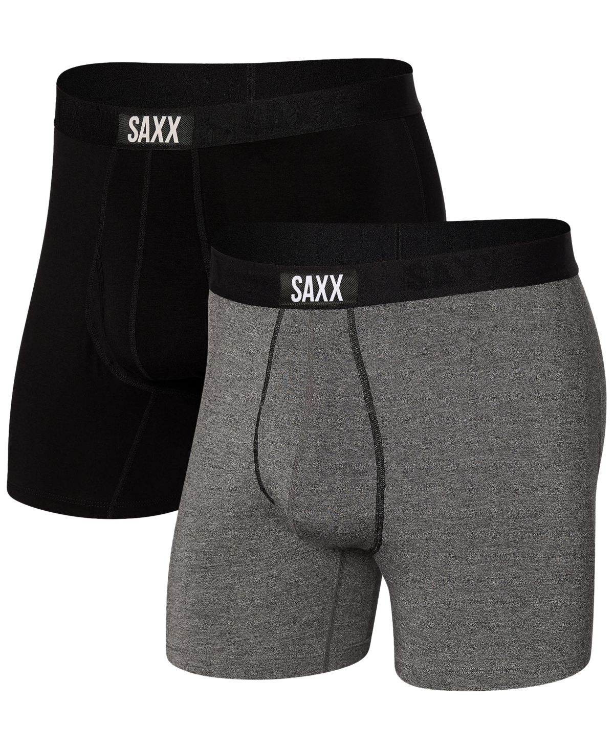 Saxx Men's Ultra Super Soft Relaxed Fit Boxer Briefs Â 2pk In Black,grey