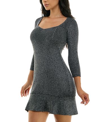 Floerns Women's Plus Size Cheetah Print Dress - Long Sleeve, V-Neck, Ruffle Hem, Party Wear - View #4