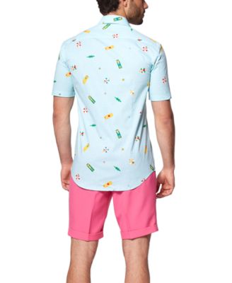 Men's Shirt - Button Up Dress Shirt - Slim Fit - White - Short Sleeve