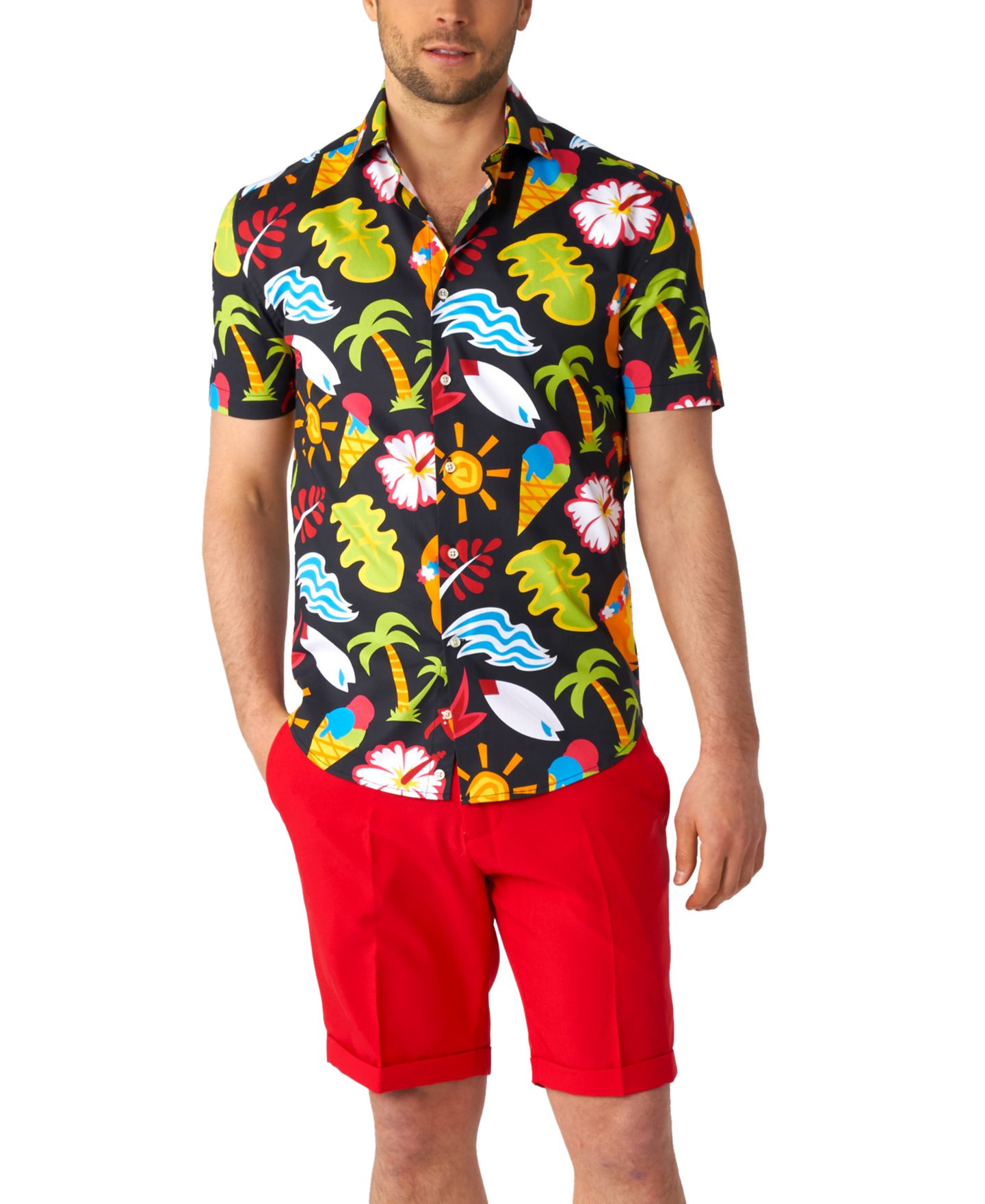 Мужская рубашка OppoSuits Shirt Short Sleeve Tropical Thunder, цвет: Чёрный — фото 3