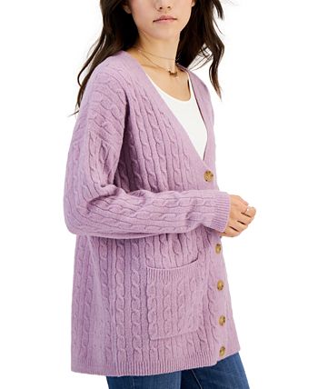 Juniors\' Baby-Cable-Knit Rose Cardigan - Button-Front Macy\'s Hippie
