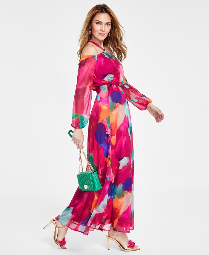 I.N.C. International Concepts Women's Printed Smocked-Waist Maxi Dress ...