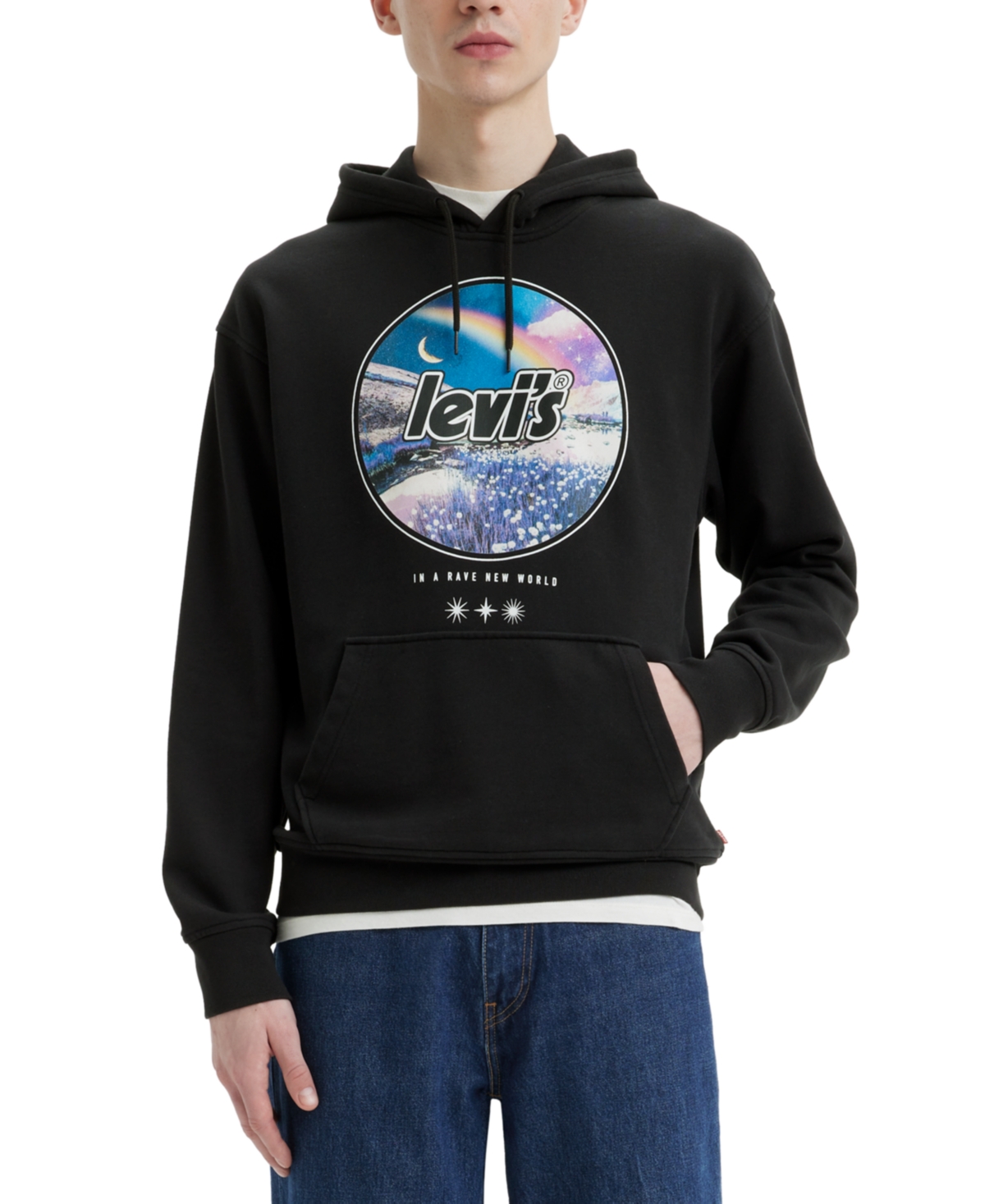 Levi's Men's Relaxed-fit Graphic Hoodie In Caviar