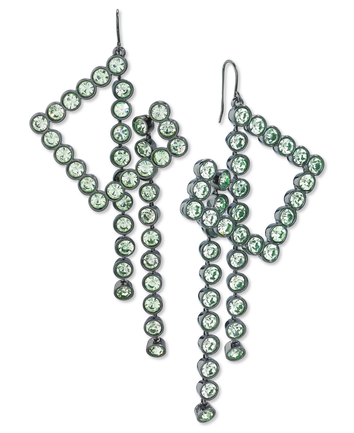 Inc International Concepts I.n.c International Concepts Crystal Linear Drop Earrings, Created For Macy's In Hematite