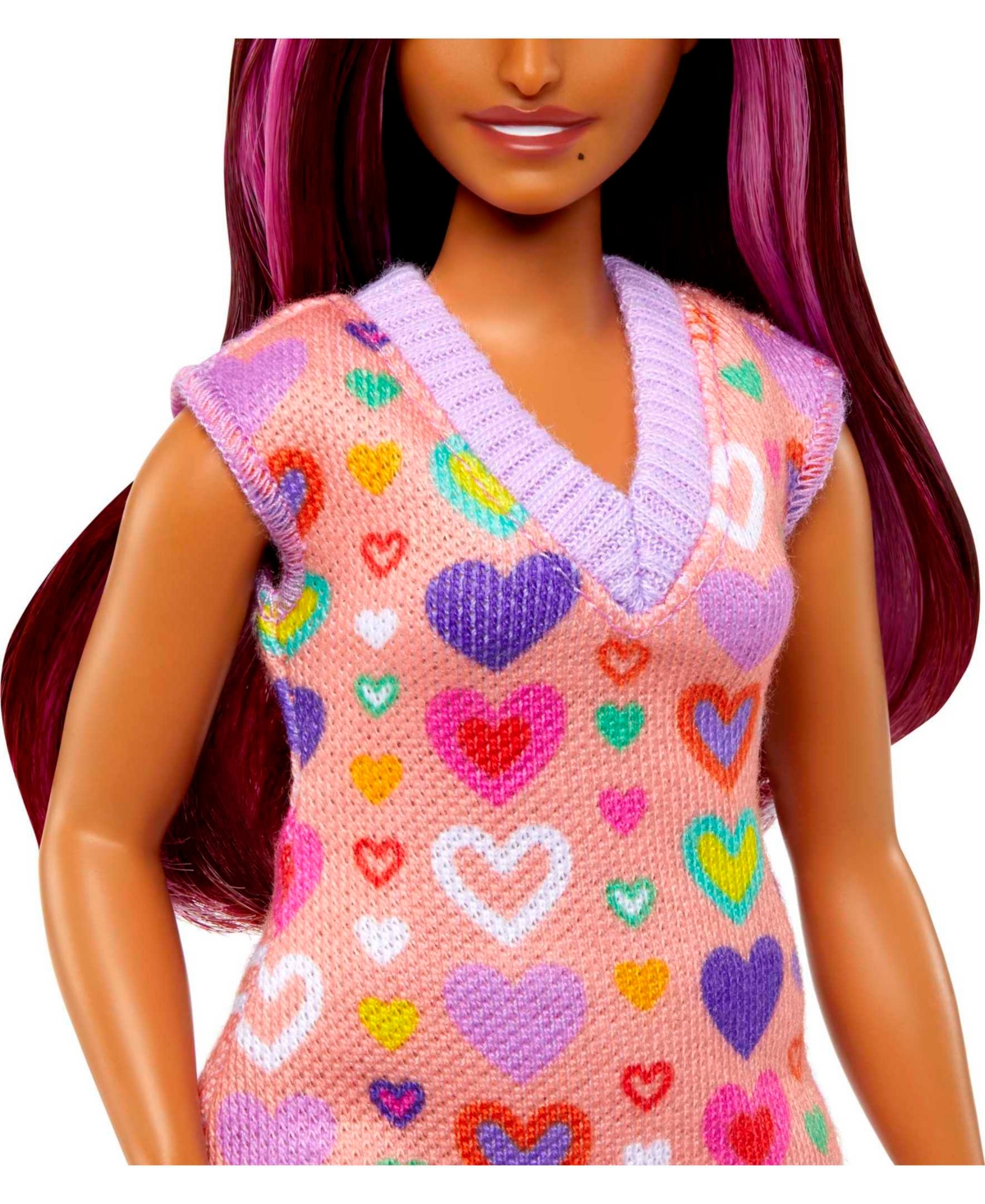 Shop Barbie Fashionistas Doll 207 With Pink-streaked Hair And Heart Dress In Multi-color