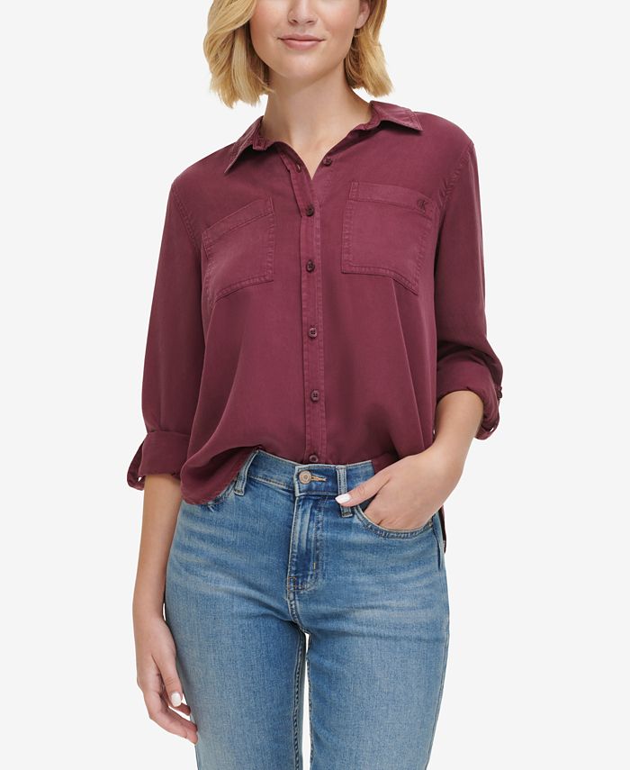 Calvin klein roll 2025 up sleeve shirt