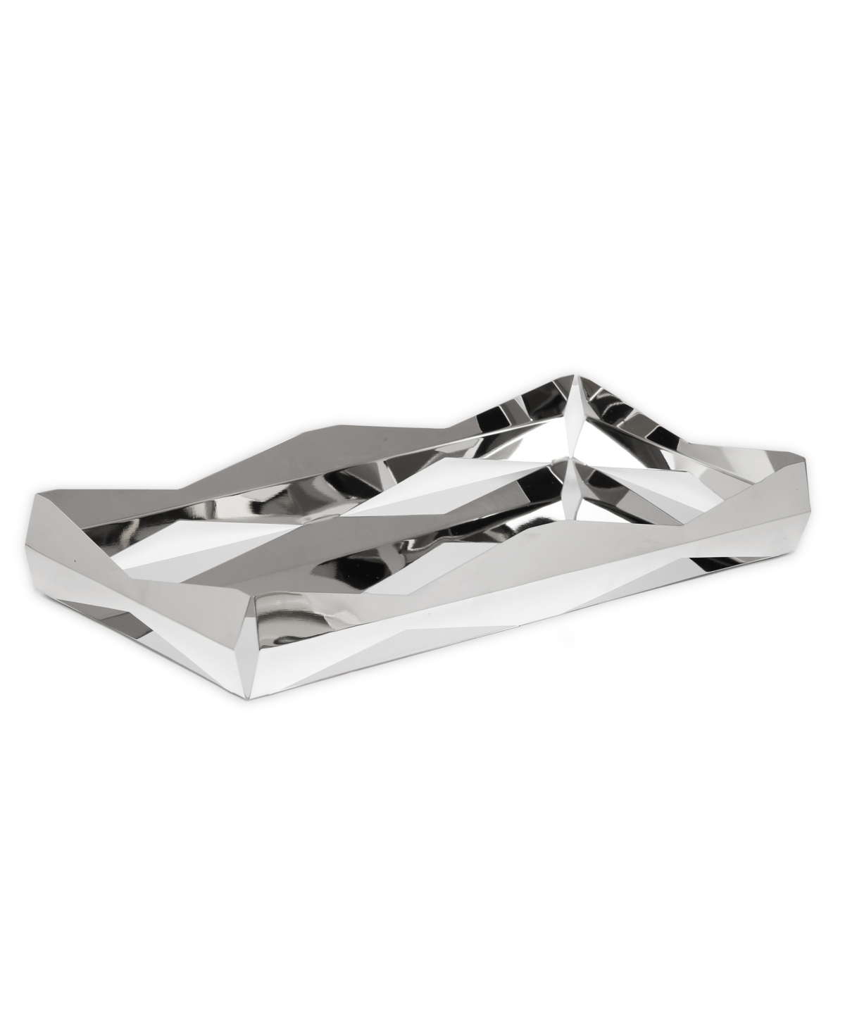 Shop Classic Touch Stainless Steel Oblong Tray With V Design, 15.75" L In Silver