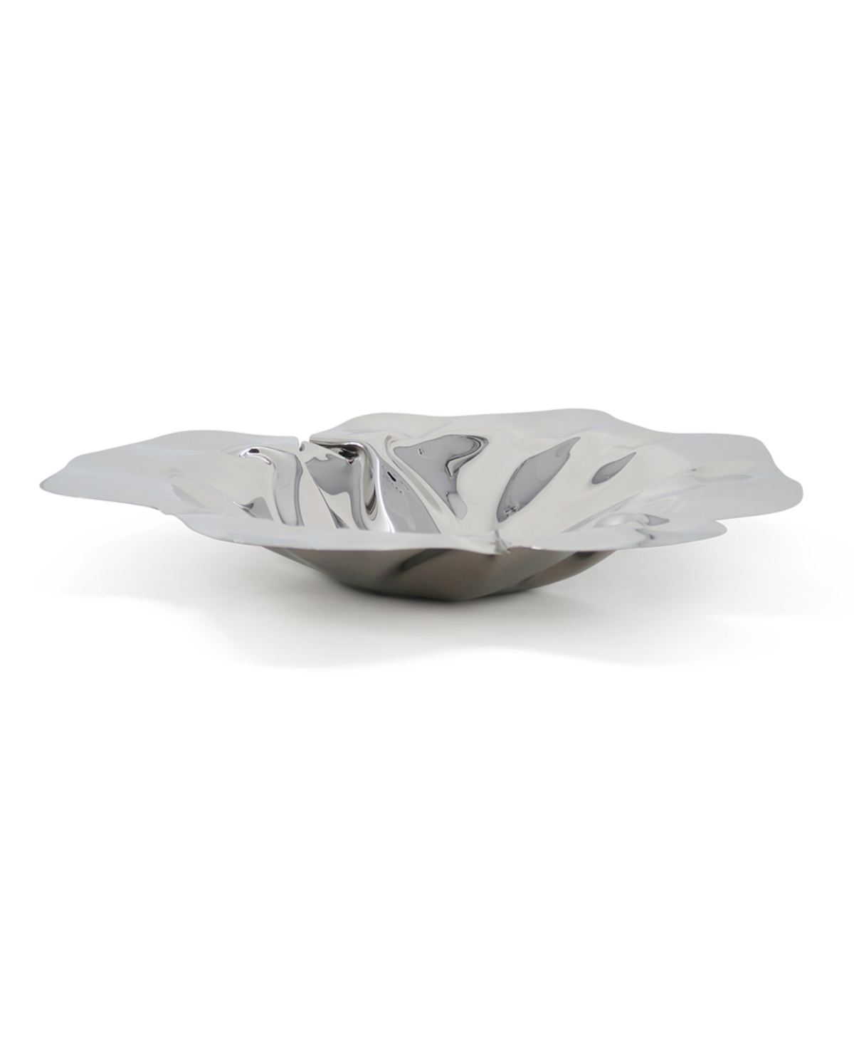 Shop Classic Touch Stainless Steel Crumpled Bowl In Silver