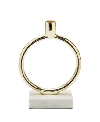 Circular Taper Candle Holder On Marble Base, 9.75" H