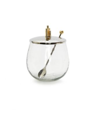 Hammered Tray with 3 Glass Bowls Symmetrical Design, Set of 10