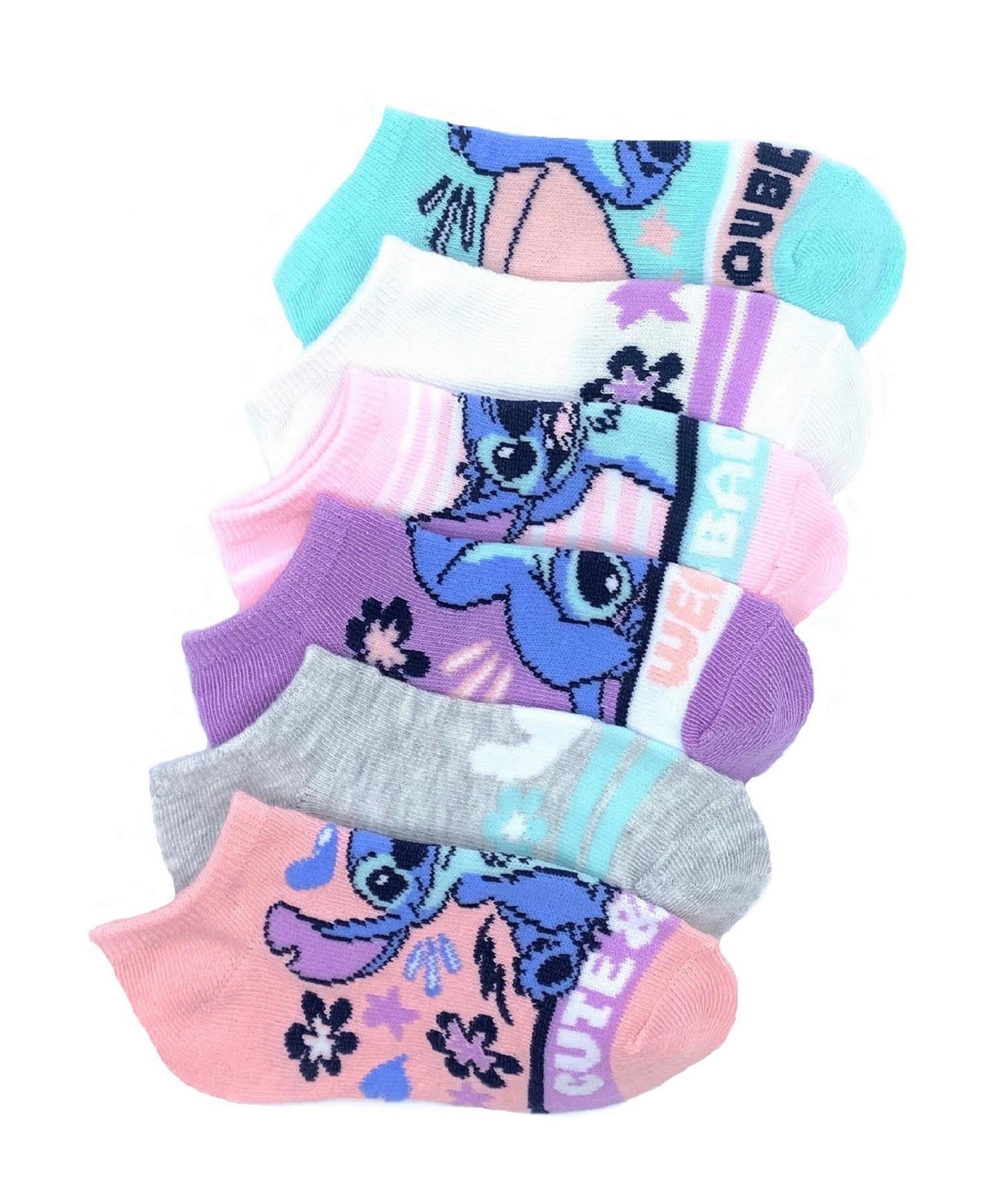 Lilo Stitch Kids' Big Girls No Show Socks, Pack Of 6 In Pink