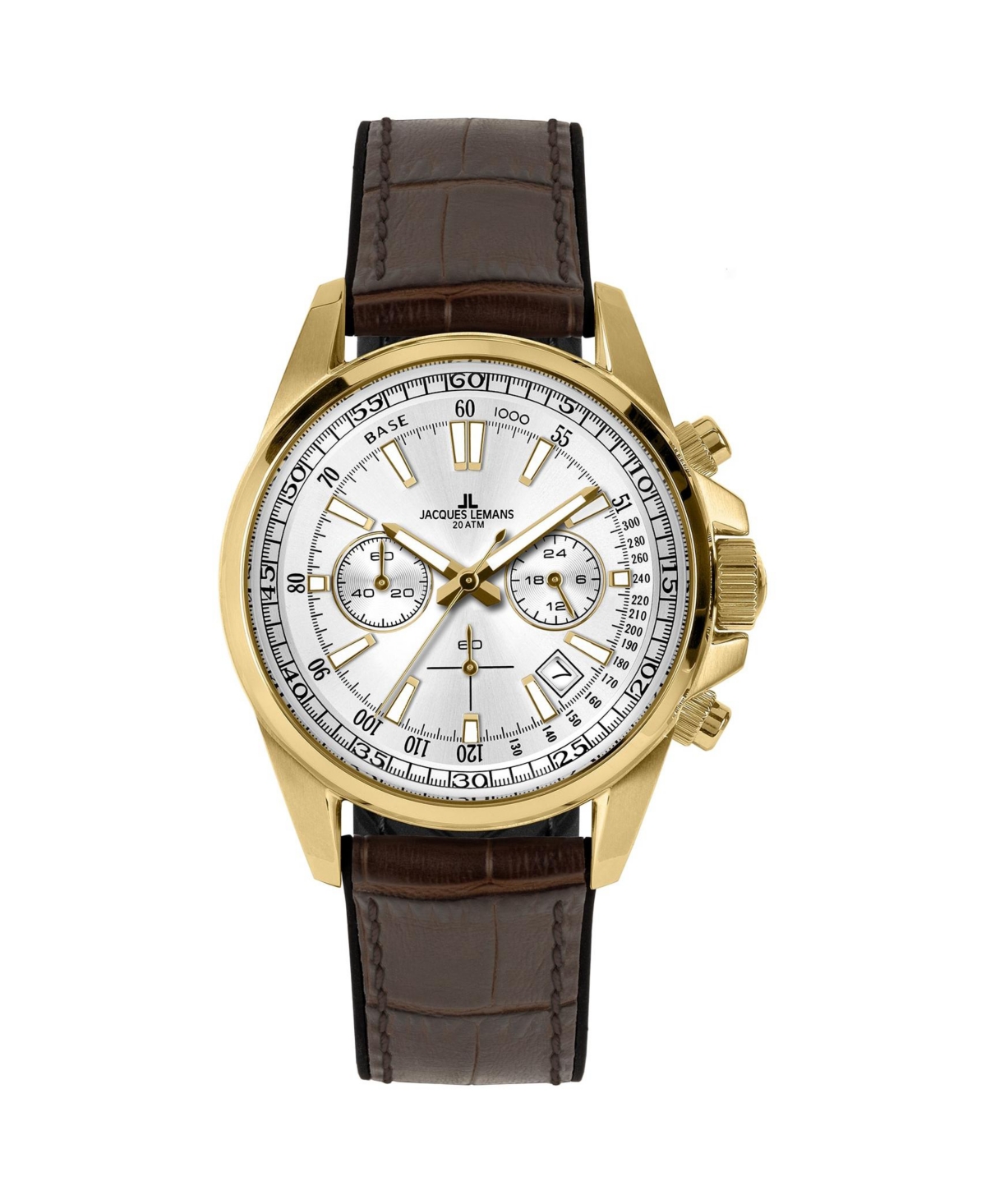 Men's Liverpool Watch with Silicone, Leather Strap, Solid Stainless Steel , Ip Gold, Chronograph - White
