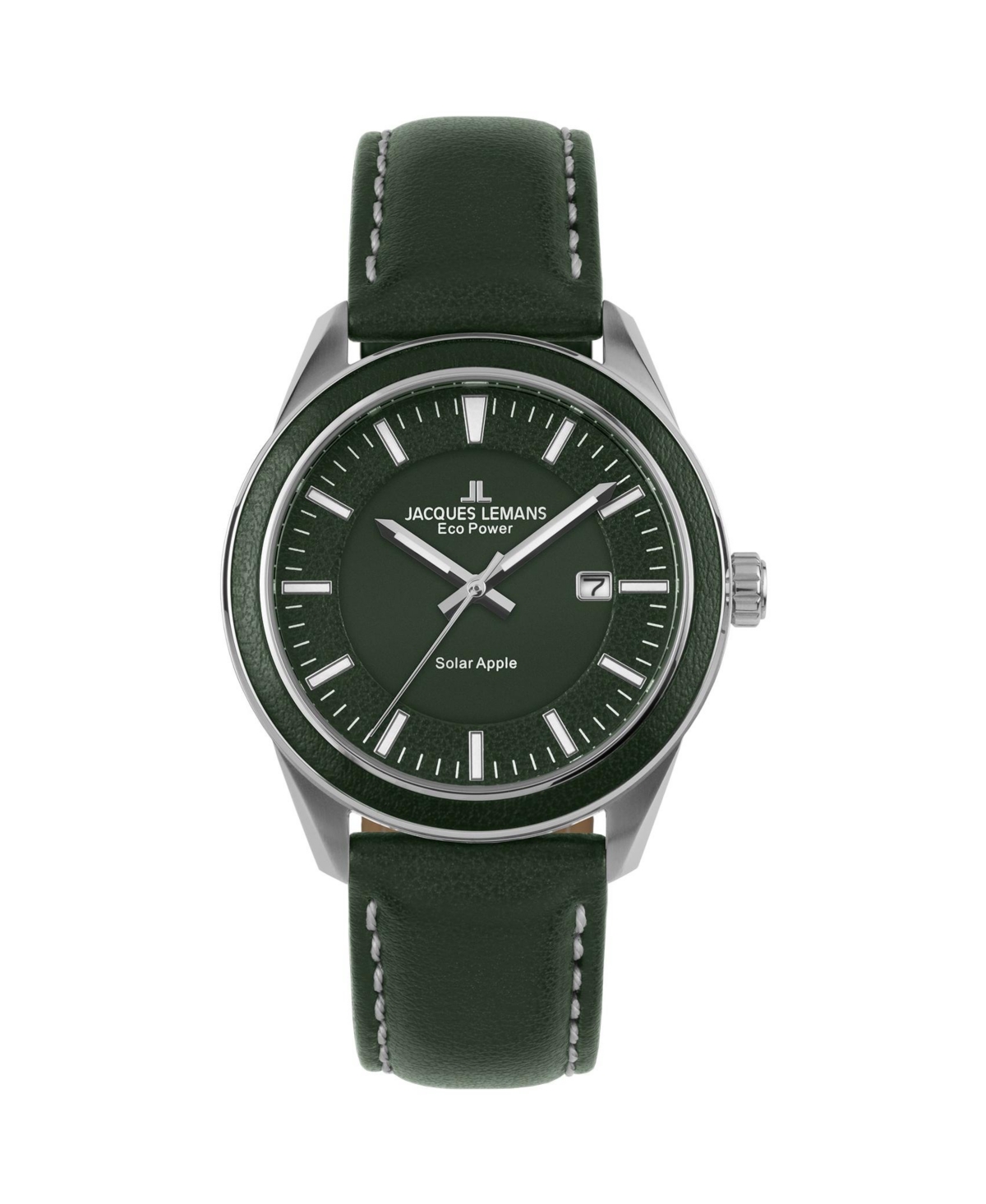 Men's Eco Power Watch with Apple skin Strap and Solid Stainless Steel - Medium green